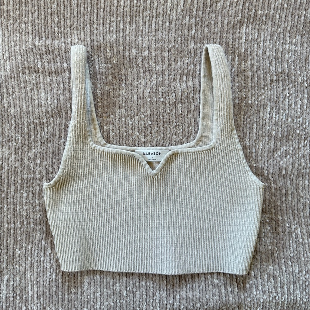 Babaton Matte Pearl Ribbed Crop Top